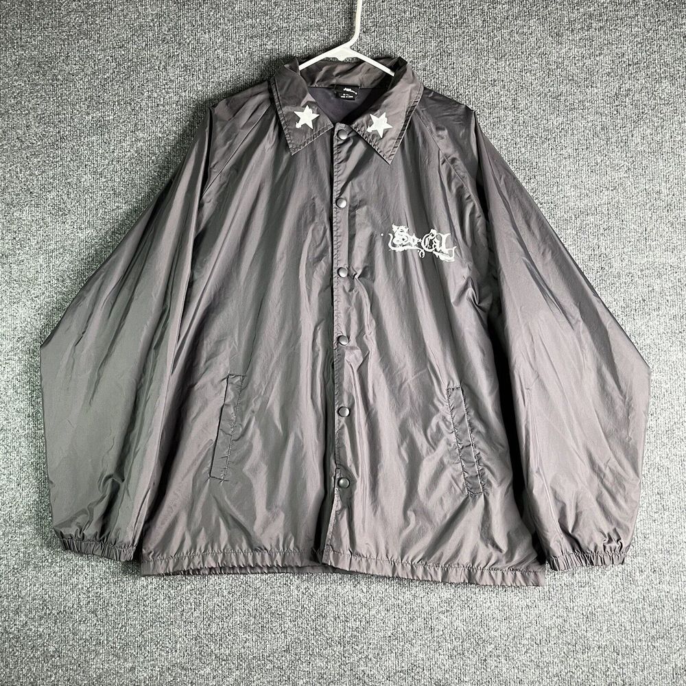 No‎ Fear Sol Cal Windbreaker Jacket Men's Large Gray Silver Skate Y2K